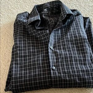 Two items-Kenneth Cole Black Checkered Men's Shirt
Quince Polo Top